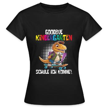 Inscription à l’école Dino Retour à l’école - T-shirt Femme - noir - Devant - AI Model Female 172 dark (172cm)