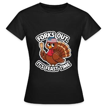 Lustiger Thanksgiving Truthahn - Frauen T-Shirt - Schwarz - Vorne - AI Model Female 172 dark (172cm)