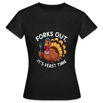 Lustiger Thanksgiving Truthahn - Frauen T-Shirt - Schwarz - Vorne - AI Model Female 172 dark (172cm)