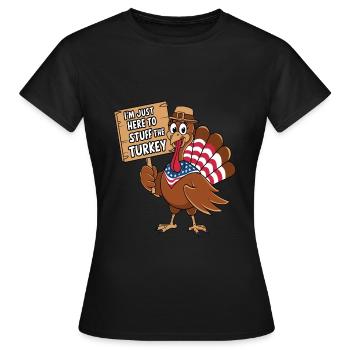 Dinde drôle de Thanksgiving - T-shirt Femme - noir - Devant - AI Model Female 172 dark (172cm)