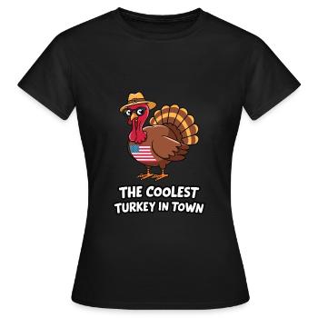 Dinde drôle de Thanksgiving - T-shirt Femme - noir - Devant - AI Model Female 172 dark (172cm)