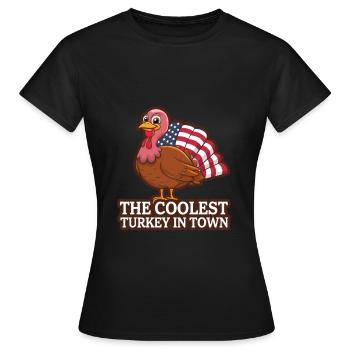 Dinde drôle de Thanksgiving - T-shirt Femme - noir - Devant - AI Model Female 172 dark (172cm)
