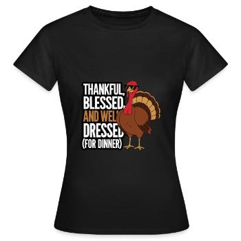 Dinde drôle de Thanksgiving - T-shirt Femme - noir - Devant - AI Model Female 172 dark (172cm)