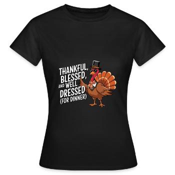Dinde drôle de Thanksgiving - T-shirt Femme - noir - Devant - AI Model Female 172 dark (172cm)