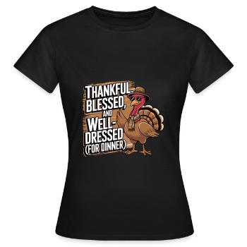 Dinde drôle de Thanksgiving - T-shirt Femme - noir - Devant - AI Model Female 172 dark (172cm)