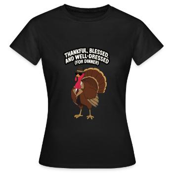 Lustiger Thanksgiving Truthahn - Frauen T-Shirt - Schwarz - Vorne - AI Model Female 172 dark (172cm)