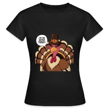 Dinde drôle de Thanksgiving - T-shirt Femme - noir - Devant - AI Model Female 172 dark (172cm)
