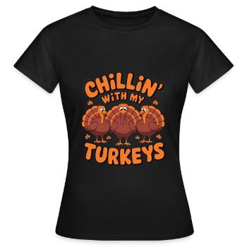Dinde drôle de Thanksgiving - T-shirt Femme - noir - Devant - AI Model Female 172 dark (172cm)