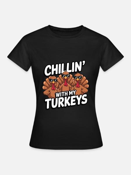 Lustiger Thanksgiving Truthahn - Frauen T-Shirt - Schwarz