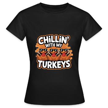 Dinde drôle de Thanksgiving - T-shirt Femme - noir - Devant - AI Model Female 172 dark (172cm)