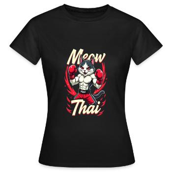 Funny Muay Thai Boxing Muay Thai - Frauen T-Shirt - Schwarz - Vorne - AI Model Female 172 dark (172cm)