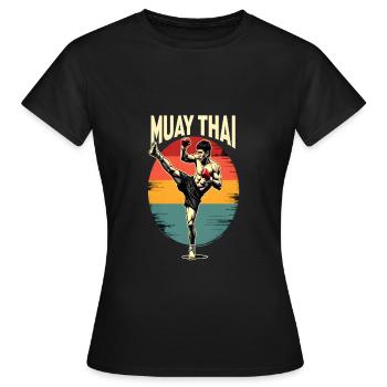 Funny Muay Thai Boxing Muay Thai - Frauen T-Shirt - Schwarz - Vorne - AI Model Female 172 dark (172cm)