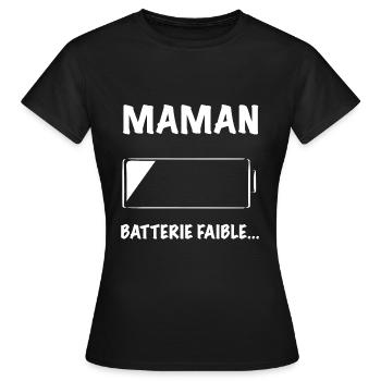 Cadeau Humour Maman Fatigué Batterie faible - T-shirt Femme - noir - Devant - AI Model Female 172 dark (172cm)