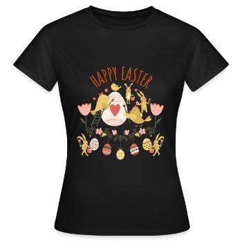 Happy Easter Vögel bemalen Eier Oster Design - Frauen T-Shirt - Schwarz - Vorne - AI Model Female 172 dark (172cm)