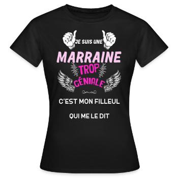 Pour Ma Marraine Trop Géniale Ouais Elle Déchire - T-shirt Femme - noir - Devant - AI Model Female 172 dark (172cm)