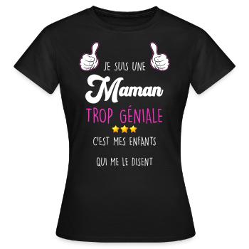 Maman D'Amour Trop Géniale Message Des Enfants - T-shirt Femme - noir - Devant - AI Model Female 172 dark (172cm)