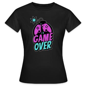 Game Over Controller Console Gamer Pro Gaming - T-shirt Femme - noir - Devant - AI Model Female 172 dark (172cm)