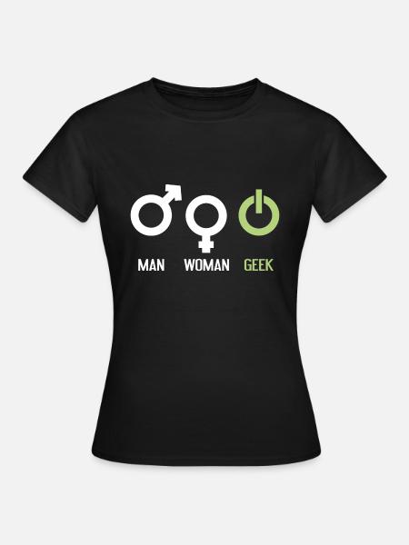 Mann Frau Geek - Frauen T-Shirt - Schwarz