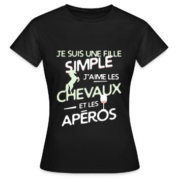 CHEVAL - une fille simple - T-shirt Femme - noir - Devant - AI Model Female 172 dark (172cm)