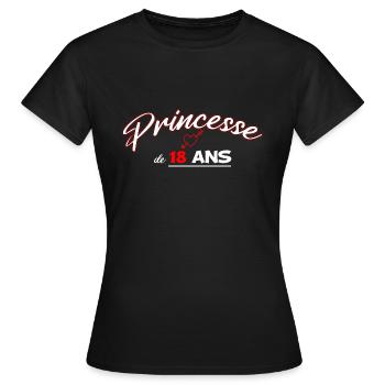 Princesse 18 ans - T-shirt Femme - noir - Devant - AI Model Female 172 dark (172cm)