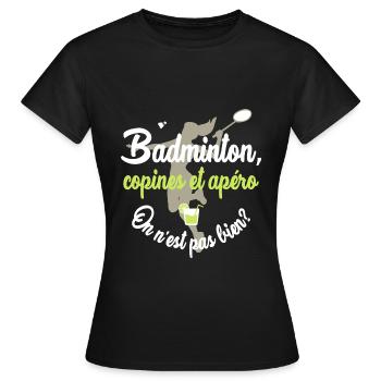 Badminton, copines et apéro - T-shirt Femme - noir - Devant - AI Model Female 172 dark (172cm)