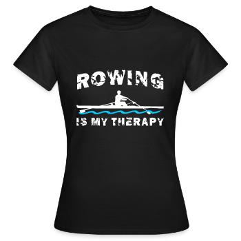 Rudern ist meine Therapie, Rudern, Ruderer - Frauen T-Shirt - Schwarz - Vorne - AI Model Female 172 dark (172cm)