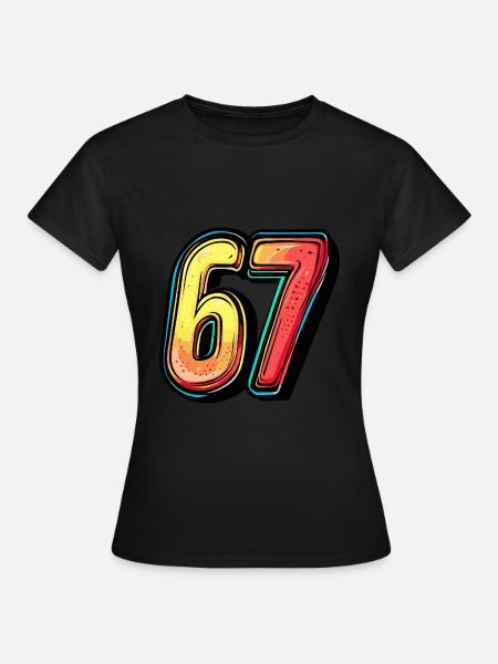 67 Zahl Bunt - Frauen T-Shirt - Schwarz
