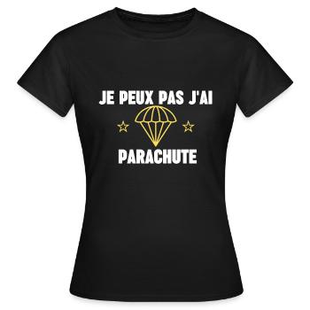 je peux pas j'ai parachute - T-shirt Femme - noir - Devant - AI Model Female 172 dark (172cm)