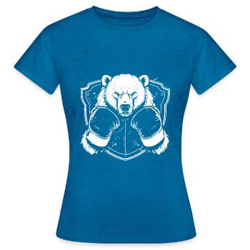 Eisbär Polar Bär Boxer Fighter - Frauen T-Shirt - Antikblaues Saphir meliert - Vorne - AI Model Female 172 dark (172cm)