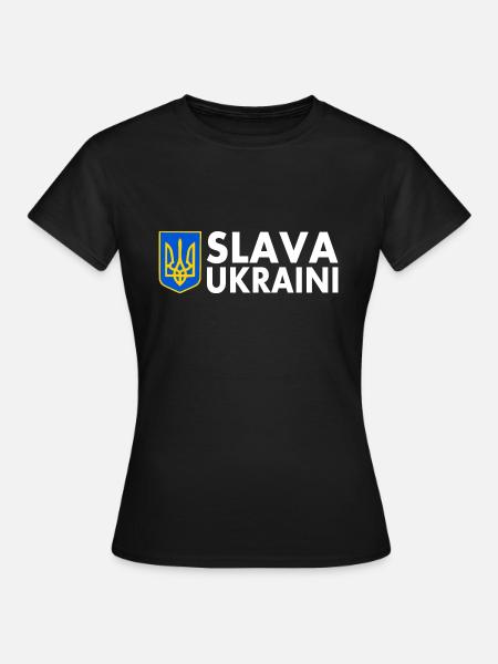 Slava ukraini - Frauen T-Shirt - Schwarz