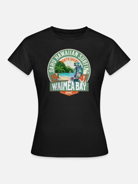 Oahu hawaiianisches Surfen - Frauen T-Shirt - Schwarz