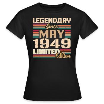 Mai 1949 Mai - Jubiläum Mai 1949 - Frauen T-Shirt - Schwarz - Vorne - AI Model Female 172 dark (172cm)