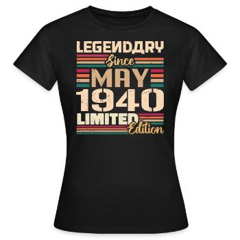 Mai 1940 Mai - Jubiläum Mai 1940 - Frauen T-Shirt - Schwarz - Vorne - AI Model Female 172 dark (172cm)