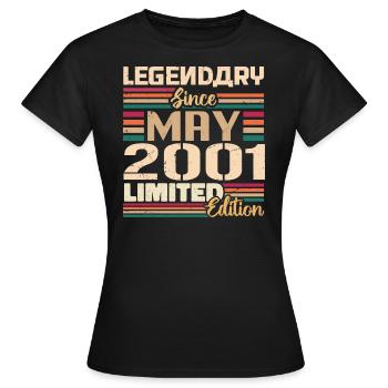 Mai 2001 Mai - Jubiläum Mai 2001 - Frauen T-Shirt - Schwarz - Vorne - AI Model Female 172 dark (172cm)
