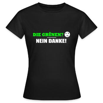 DIE GRÜNEN NEIN DANKE - Frauen T-Shirt - Schwarz - Vorne - AI Model Female 172 dark (172cm)