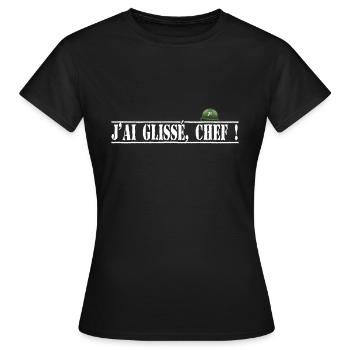 J'ai glissé chef - film parodie - T-shirt Femme - noir - Devant - AI Model Female 172 dark (172cm)