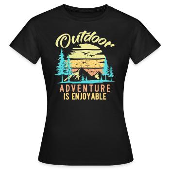 Outdoor Adventure Is Enjoyable Vintage - Women's T-Shirt - black - Front - AI Model Female 172 dark (172cm)