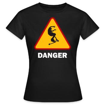 Cascades on a freestyle scooter DANGER - Women's T-Shirt - black - Front - AI Model Female 172 dark (172cm)