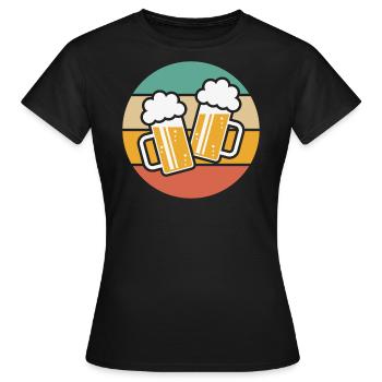 2 cruches de mesure toast, acclamations! (Bière / Dim / 5C) - T-shirt Femme - noir - Devant - AI Model Female 172 dark (172cm)