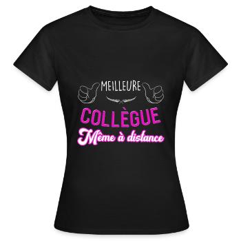 Meilleure collègue Femme Humour Télétravail - T-shirt Femme - noir - Devant - AI Model Female 172 dark (172cm)