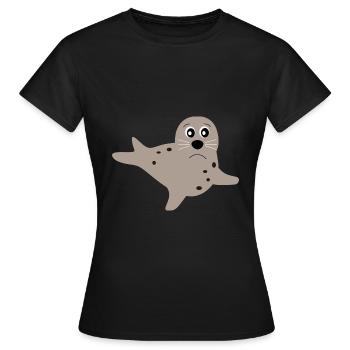 phoques phoques phoques animaux - T-shirt Femme - noir - Devant - AI Model Female 172 dark (172cm)