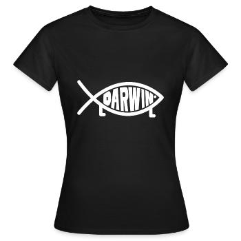 Darwin Fisch mit Beinen - Jesus Fisch - Frauen T-Shirt - Schwarz - Vorne - AI Model Female 172 dark (172cm)