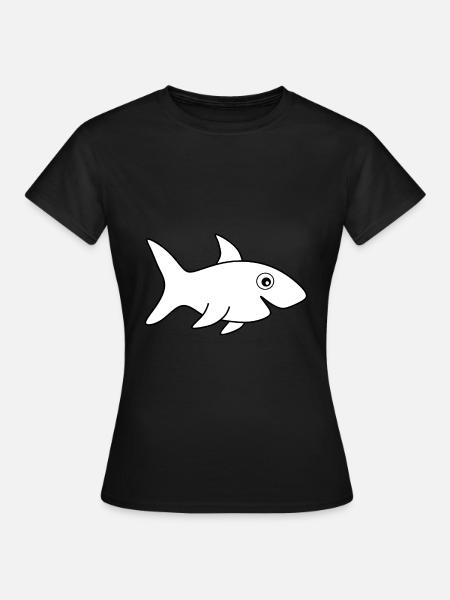 Haifisch Haie Fisch angeln - Frauen T-Shirt - Schwarz