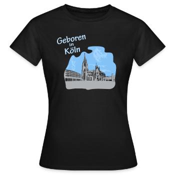 Geboren in Koeln, der Koelner Dom Design - Frauen T-Shirt - Schwarz - Vorne - AI Model Female 172 dark (172cm)