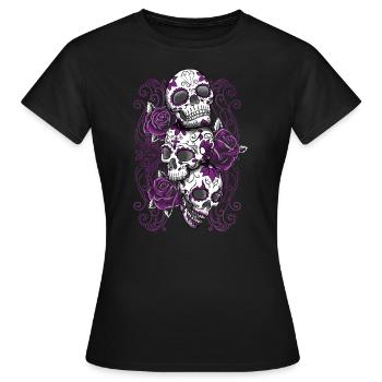 El Dia de Los Muertos Tag der Toten Lila - Frauen T-Shirt - Schwarz - Vorne - AI Model Female 172 dark (172cm)