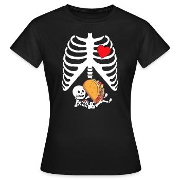 Annonce de grossesse Halloween Costume Squelette - T-shirt Femme - noir - Devant - AI Model Female 172 dark (172cm)