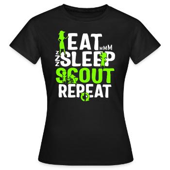 Eat Sleep Scout Repeat, Scout Trooper, Scout - Women's T-Shirt - black - Front - AI Model Female 172 dark (172cm)