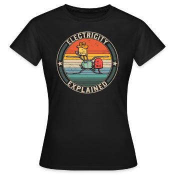 Électricité expliquée, drôle d’électricité - T-shirt Femme - noir - Devant - AI Model Female 172 dark (172cm)