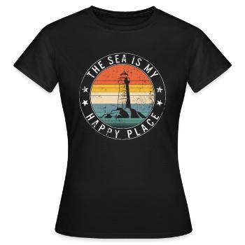 Mein glücklicher Ort Shirt, das Meer ist mein glücklicher Ort, - Frauen T-Shirt - Schwarz - Vorne - AI Model Female 172 dark (172cm)