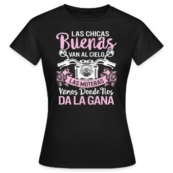 Las Chicas Buenas Van Al Cielo Las Moteras Vamos - Women's T-Shirt - black - Front - AI Model Female 172 dark (172cm)